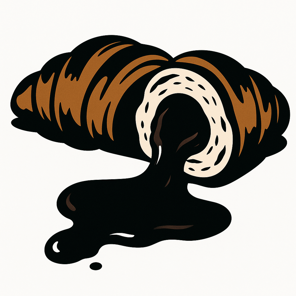 Illustration: chocolate goo coming out of a croissant